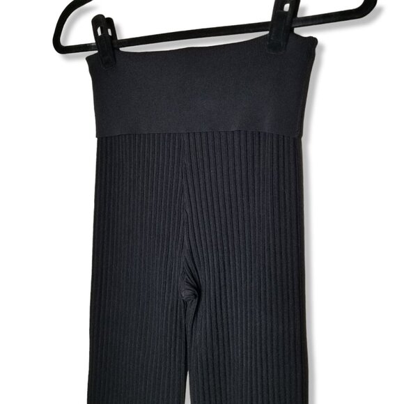 MM Lafleur L Finley Stretch Pant Ribbed Black Cropped Office Career Minimalist - Picture 8 of 9